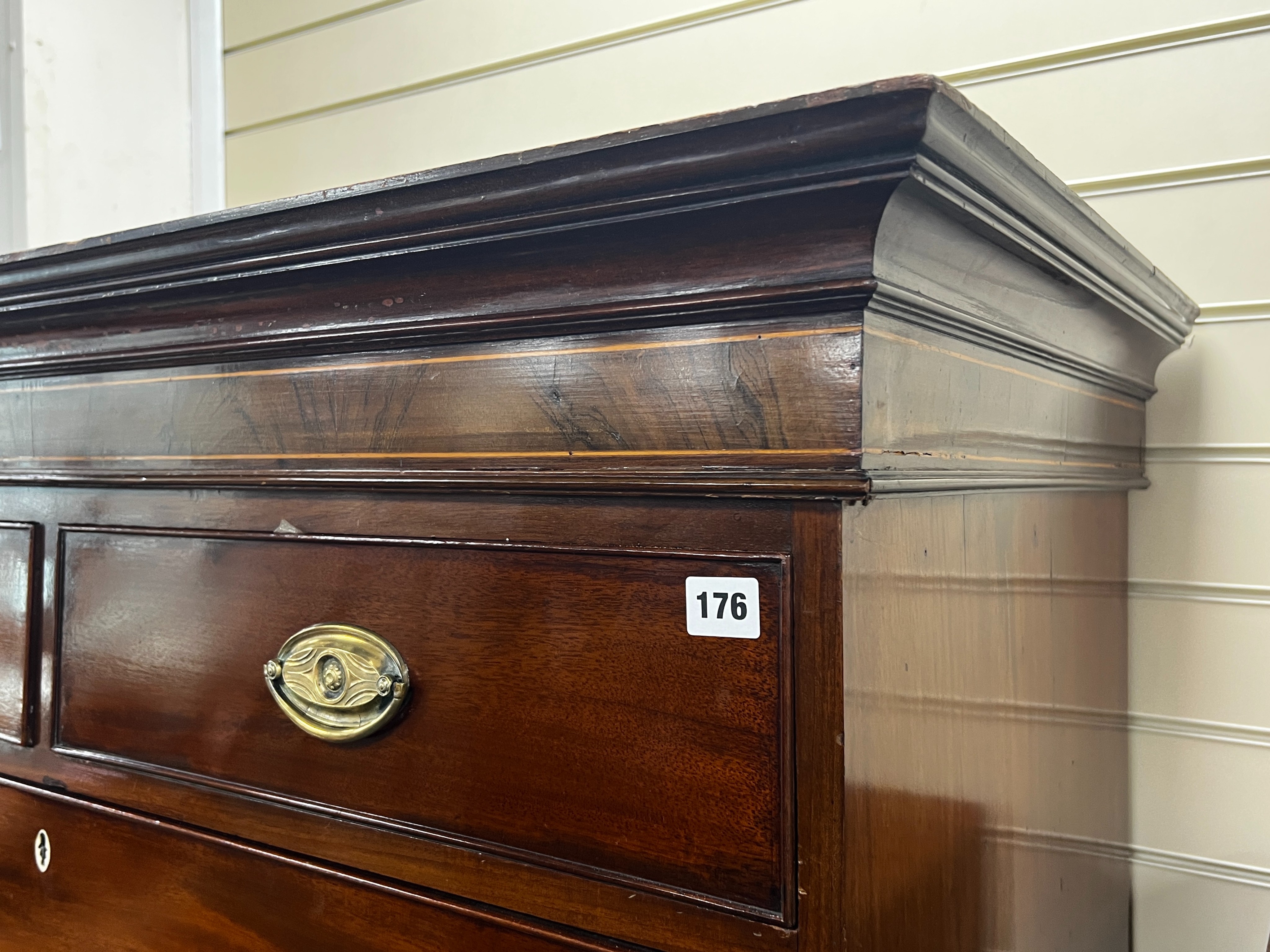 A George III mahogany chest on chest, width 110cm, depth 54cm, height 175cm